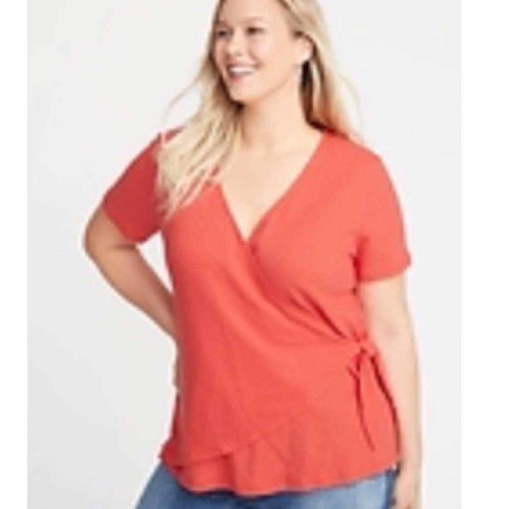 Salmon Pink Wrap Top